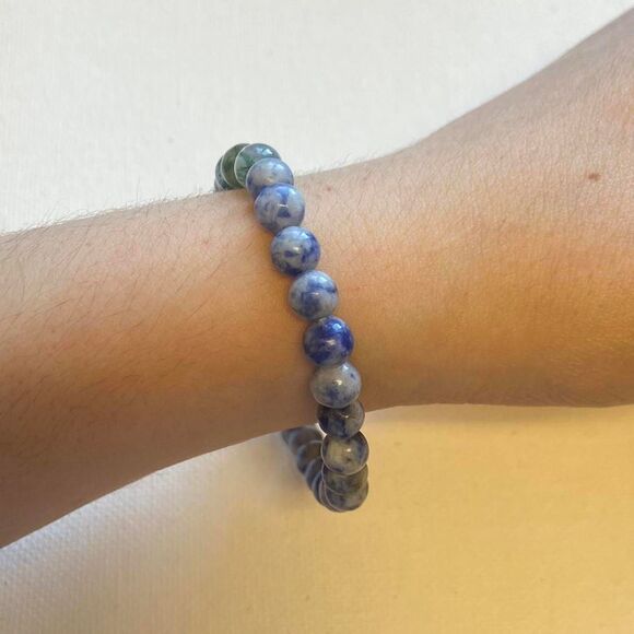 Handmade Blue Spot Jasper & Indian Agate Bracelet - Picture 3 of 3